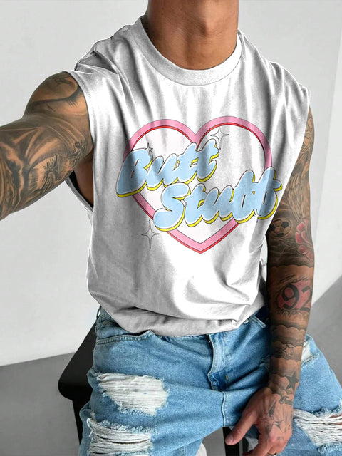 BUTT STUTT Men's Rainbow LGBTQ Gay Print Wide Shoulder Vest