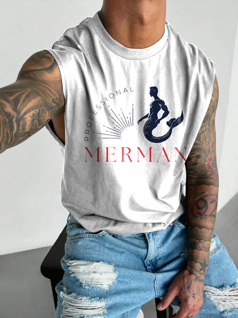 Professional mermaid Men's Rainbow LGBTQ Gay Print Wide Shoulder Vest
