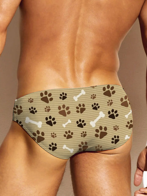 Brown Dog bones Dog paw Men's Rainbow LGBTQ Gay Print Underwear