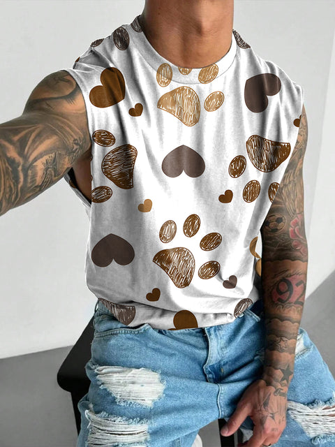 Dog paw Love Men's Rainbow LGBTQ Gay Print Wide Shoulder Vest