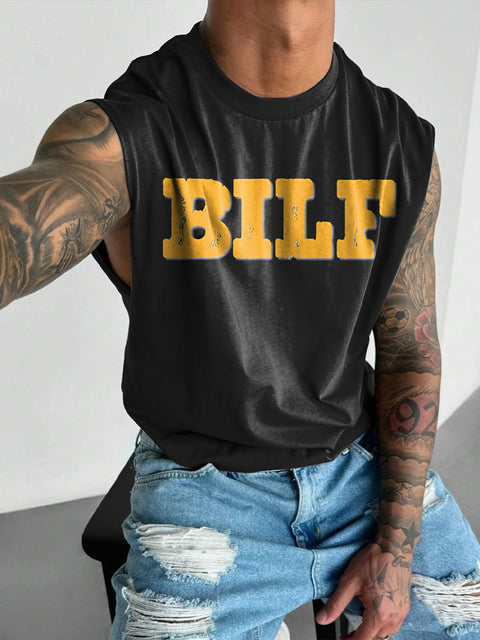 BILF Men's Rainbow LGBTQ Gay Print Wide Shoulder Vest
