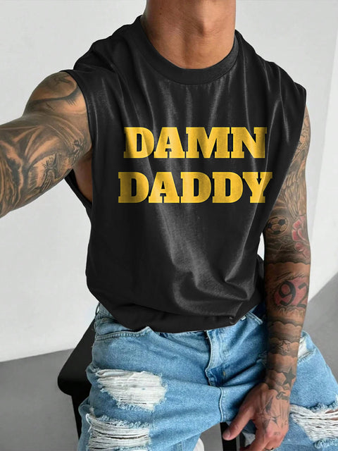 DAMN DADDY Men's Rainbow LGBTQ Gay Print Wide Shoulder Vest