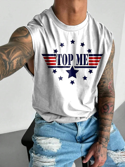 TOP ME Men's Rainbow LGBTQ Gay Print Wide Shoulder Vest