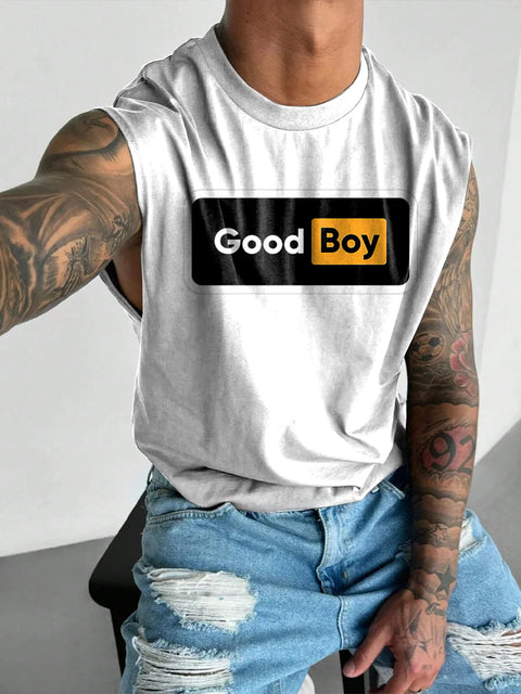 GOOD BOY Rainbow Men's LGBTQ Gay Print Wide Shoulder Vest
