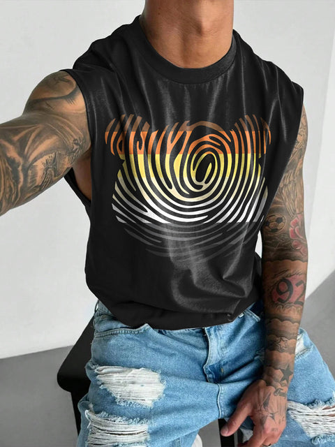 Bear Pride Flag color The bear Fingerprint Rainbow Men's LGBTQ Gay Print Wide Shoulder Vest