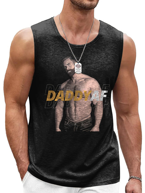 DADDYAF Muscular man Rainbow Men's LGBTQ Gay Print Tank Top