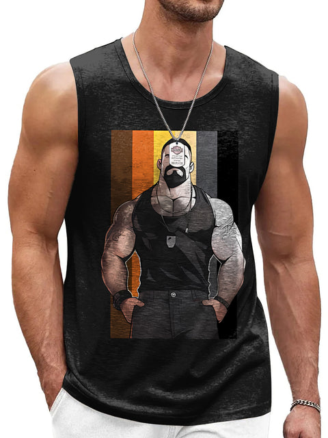 Bear Pride Flag Muscular man Rainbow Men's LGBTQ Gay Print Tank Top