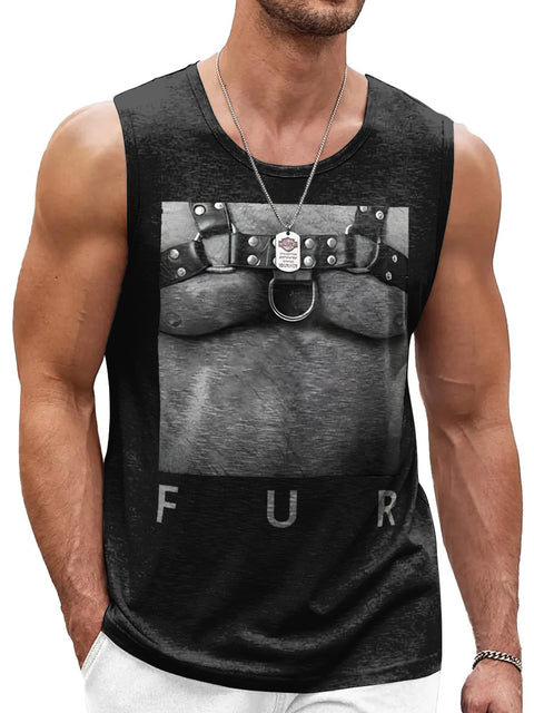 FUR Muscular man Rainbow Men's LGBTQ Gay Print Tank Top