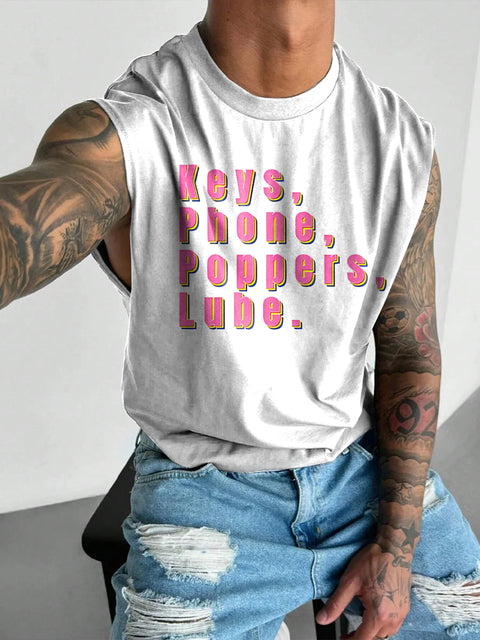 Essentials Cut-off Rainbow Men's LGBTQ Gay Print Wide Shoulder Vest