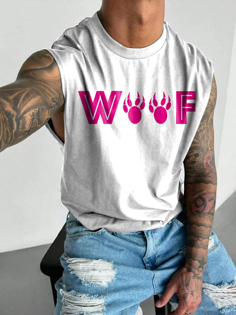 WOOF pink Bear paw Rainbow Men's LGBTQ Gay Print Wide Shoulder Vest