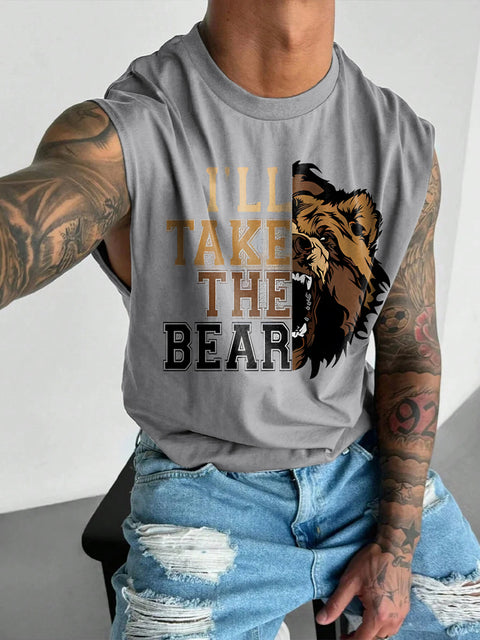 I'll take the bear Rainbow Men's LGBTQ Gay Print Wide Shoulder Vest
