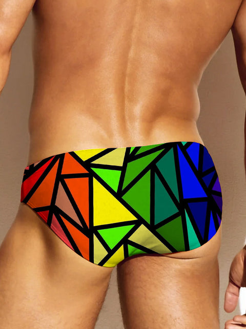 Rainbow Triangle Splicing Men's LGBTQ Gay Print Underwear