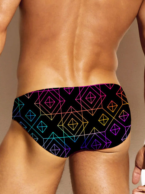 Rainbow Geometric stripes Men's LGBTQ Gay Print Underwear