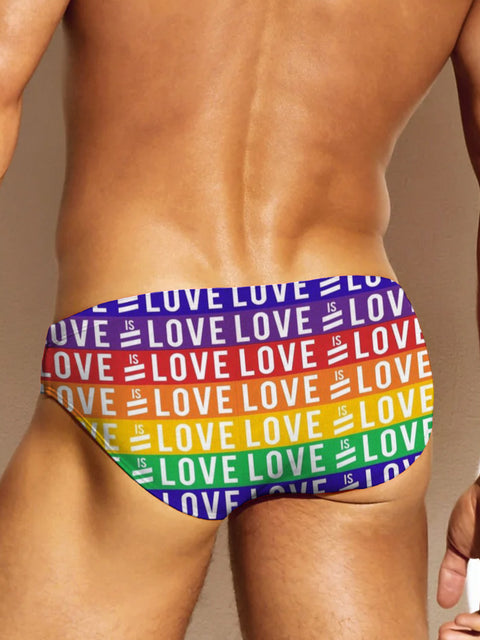 Love is love Rainbow stripes Men's LGBTQ Gay Print Underwear