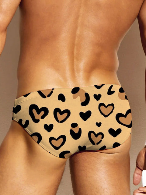 Leopard print heart Rainbow Men's LGBTQ Gay Print Underwear