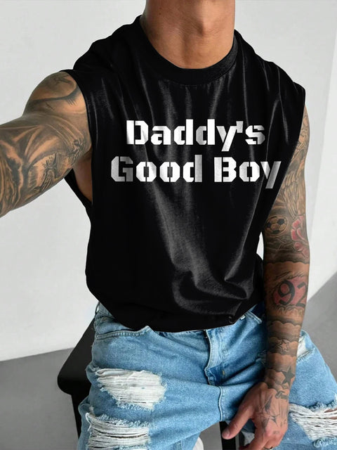 Daddy's Good Boy Rainbow Men's LGBTQ Gay Print Wide Shoulder Vest