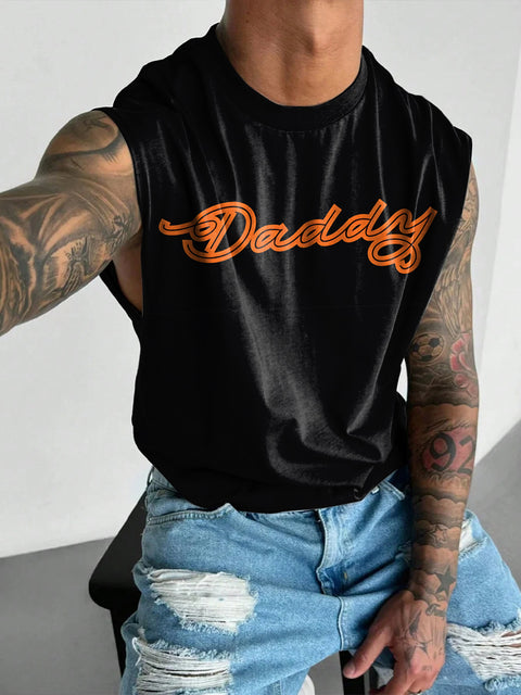 Daddy Orange Rainbow Men's LGBTQ Gay Print Wide Shoulder Vest