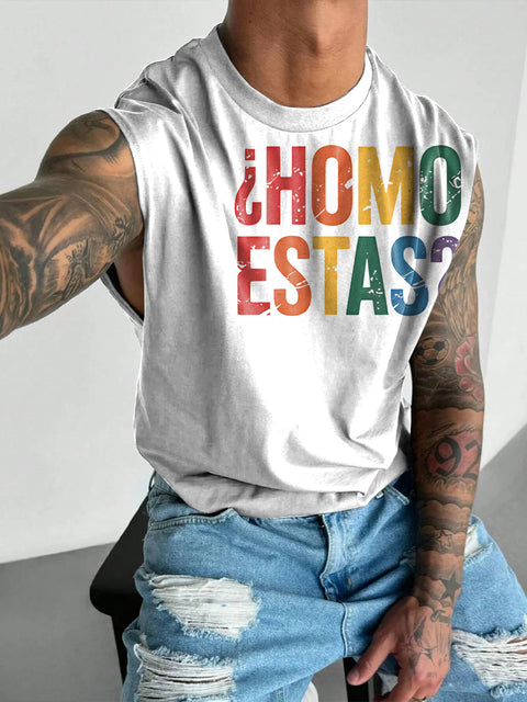 Homo Funny Rainbow Men's LGBTQ Gay Print Wide Shoulder Vest