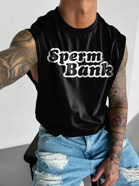 Sperm Bank Rainbow Men's LGBTQ Gay Print Wide Shoulder Vest