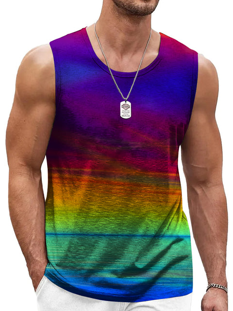 Rainbow Gradient Men's LGBTQ Gay Print Tank Top