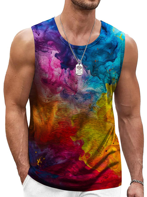 Rainbow Gradient Tie dye Men's LGBTQ Gay Print Tank Top