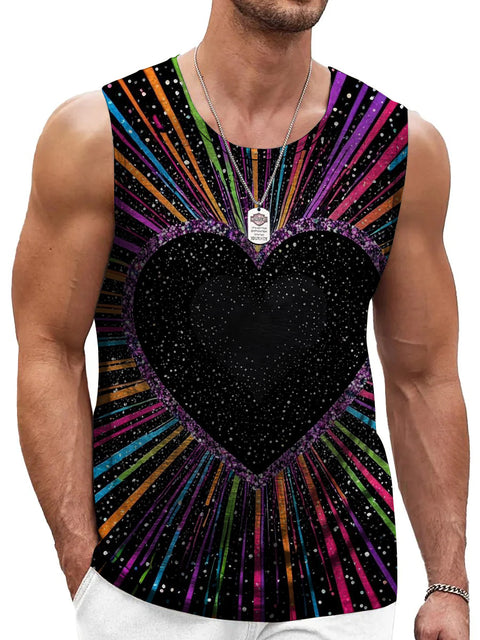 Rainbow Love Launch Shiny Men's LGBTQ Gay Print Tank Top