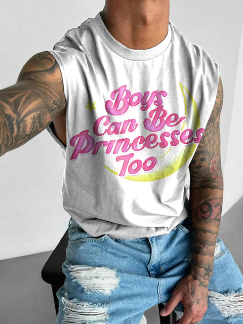 Boys can be princesses too Rainbow Men's LGBTQ Gay Print Wide Shoulder Vest