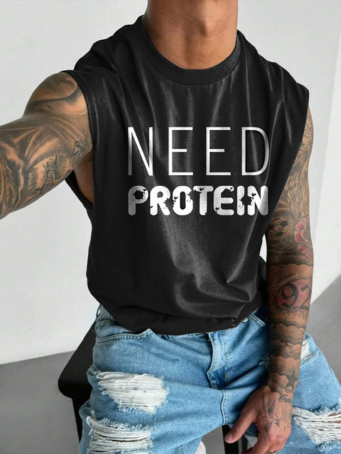 NEED PROTEIN Rainbow Men's LGBTQ Gay Print Wide Shoulder Vest