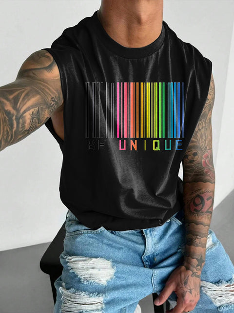 BE UNIQUE Rainbow Men's LGBTQ Gay Print Wide Shoulder Vest
