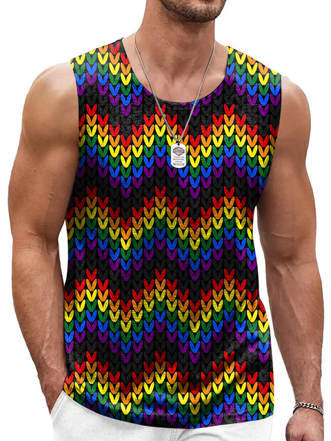 Rainbow Love Imitation sweater Men's Gay LGBTQ Print Tank Top