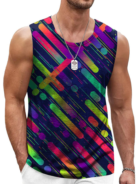 Rainbow Gradient geometry Men's Gay LGBTQ Print Tank Top