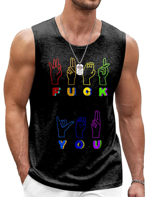 Gesture Rainbow Men's Gay LGBTQ Print Tank Top