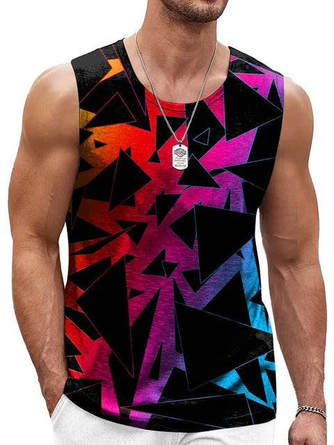 Rainbow Gradient geometric triangle Men's Gay LGBTQ Print Tank Top