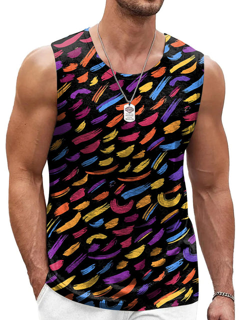 Rainbow Brush strokes Men's Gay LGBTQ Print Tank Top