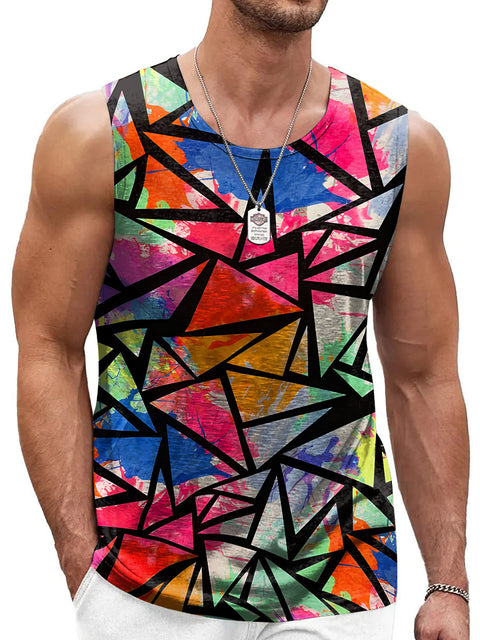 Rainbow Broken triangle Men's Gay LGBTQ Print Tank Top