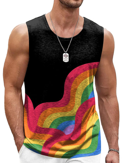 Rainbow Arc line Art Men's Gay LGBTQ Print Tank Top