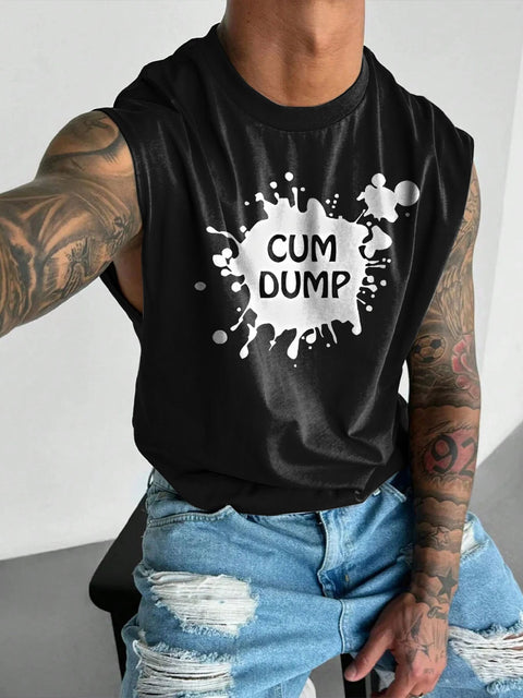 CUM DUMP Rainbow Men's Gay LGBTQ Print Wide Shoulder Vest