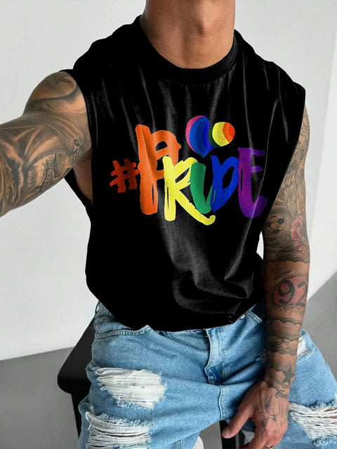 Rainbow Pride Love Men's Gay LGBTQ Print Wide Shoulder Vest