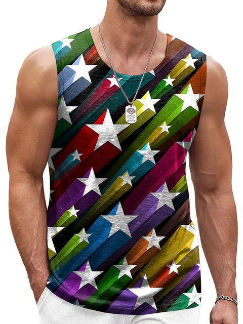 Rainbow Star Three-dimensional Men's Gay LGBTQ Print Tank Top