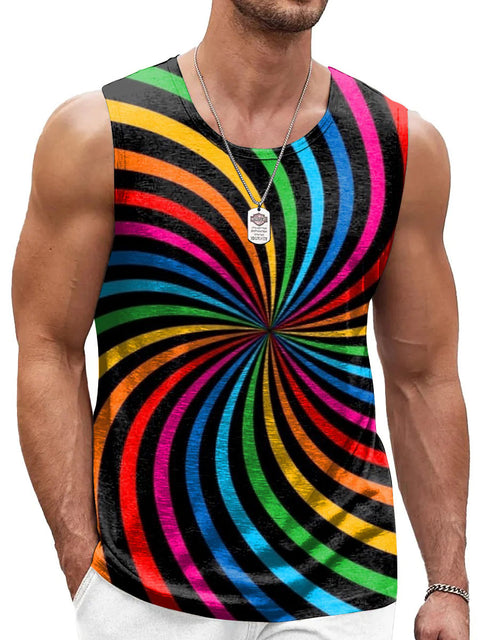 Rainbow Spiral emission fringes Men's Gay LGBTQ Print Tank Top