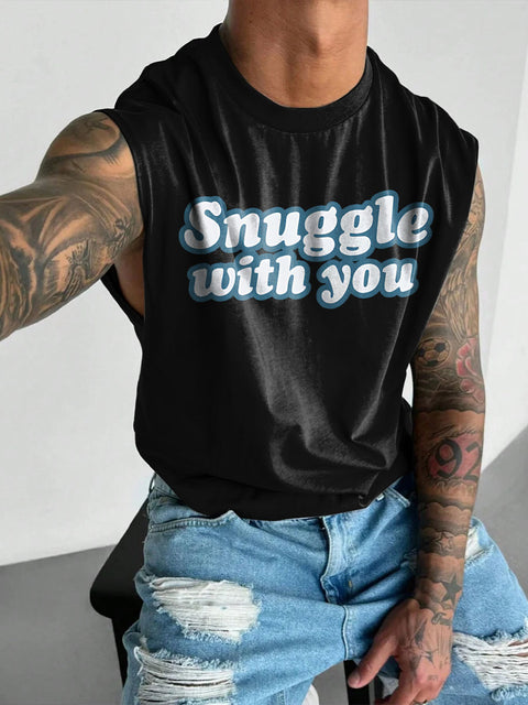 SNUGGLE WITH YOU Rainbow Men's Gay LGBTQ Print Wide Shoulder Vest