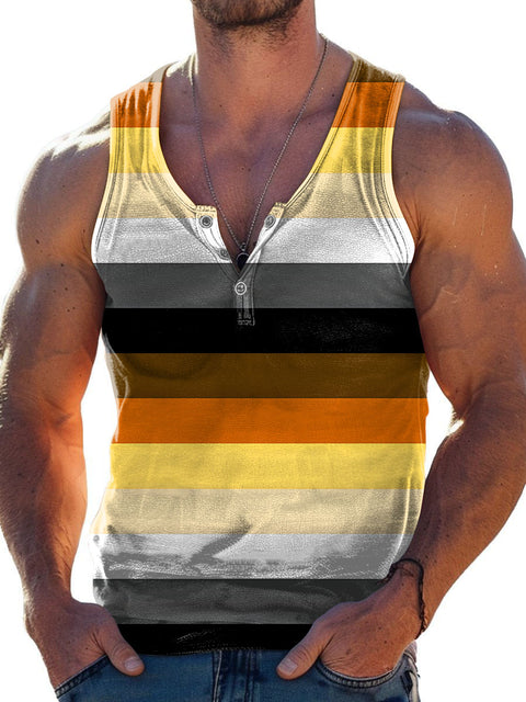 LGBT Rainbow Bear Stripes Fashion Men's Wide Shoulder Vest