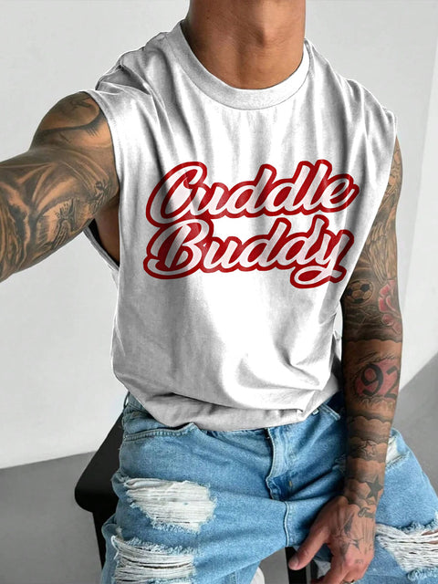 Cuddle Buddy Rainbow Men's Gay LGBTQ Print Wide Shoulder Vest