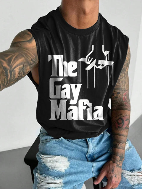 The Gay Mafia Rainbow Men's Gay LGBTQ Print Wide Shoulder Vest