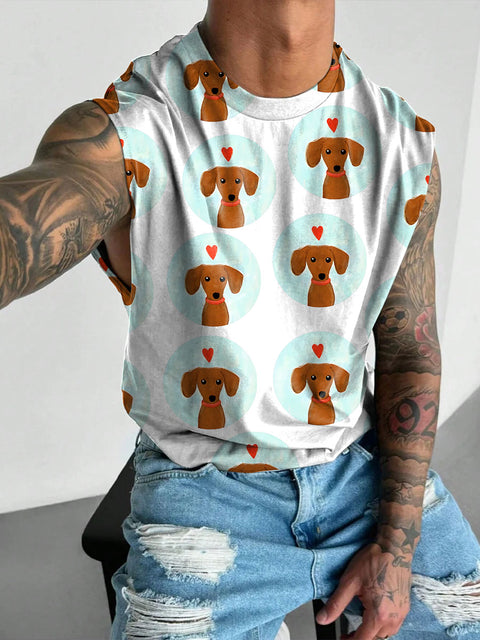 The love of a puppy Rainbow Men's Gay LGBTQ Print Wide Shoulder Vest