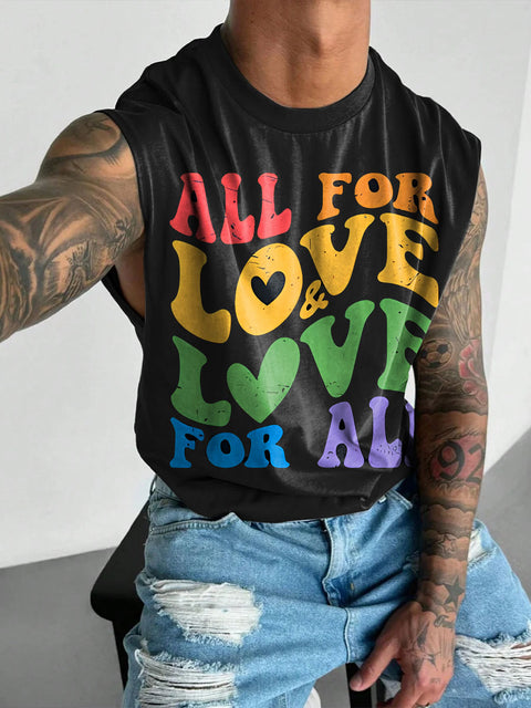 All For Love Rainbow Men's Gay LGBTQ Print Wide Shoulder Vest