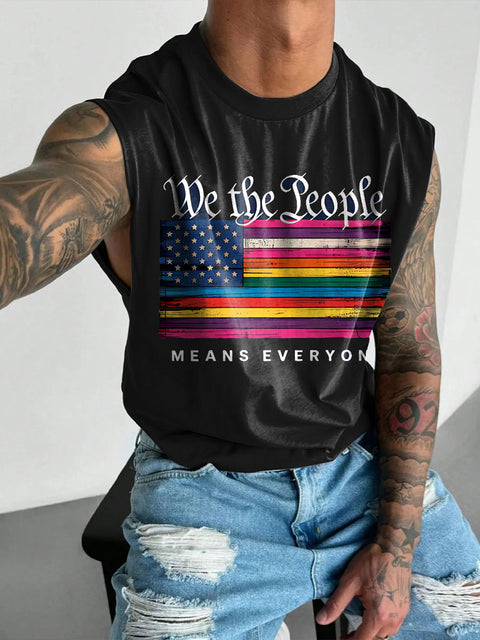 We the People Pride Rainbow Men's Gay LGBTQ Print Wide Shoulder Vest