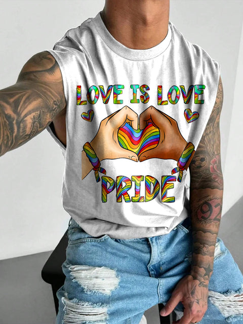 Love is Love Pride Rainbow Men's Gay LGBTQ Print Wide Shoulder Vest
