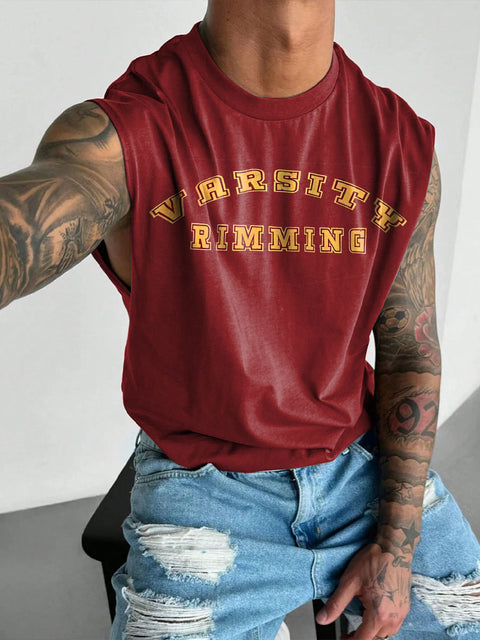 Varsity Rimming Funny Pride Rainbow Men's Gay LGBTQ Print Wide Shoulder Vest