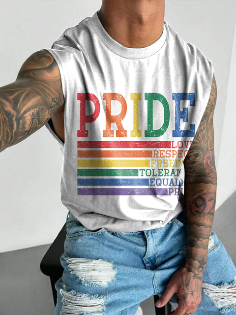 Gay Pride Rainbow Men's LGBTQ Print Wide Shoulder Vest